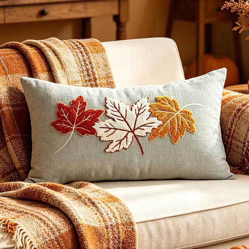 Autumn Embroidered Throw Pillow Covers Farmhouse Cushion Cases for Couch Bedroom Thanksgiving Fall Home Decor