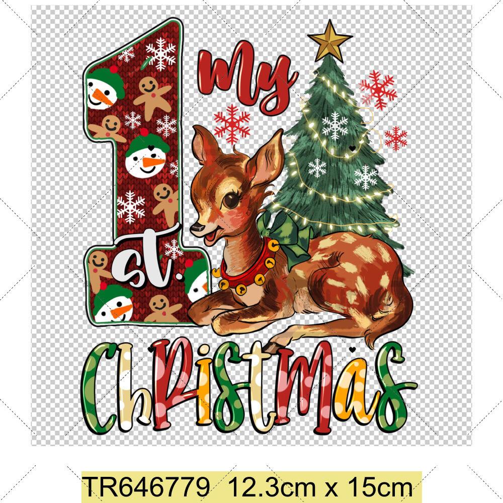 My First Chrismas DIY Clothing Heat Transfer Sticker Kids T-shirt Infant Romper Clothing Patches Heat Transfer Xmas Sticker