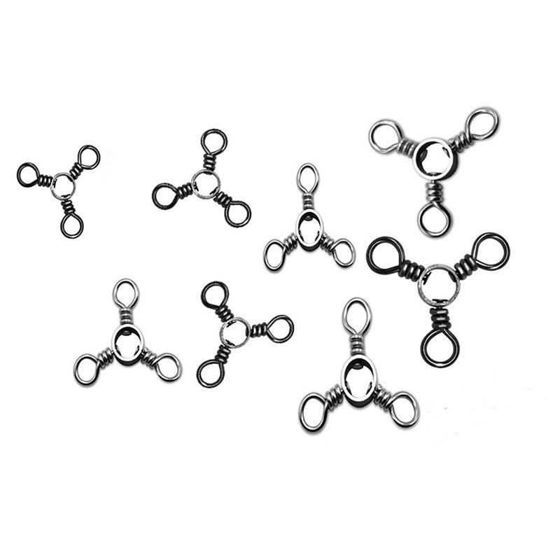 100pcs Swivels Fishing 3 Way Barrel Crossline Swivels Rolling Tackle Fishing