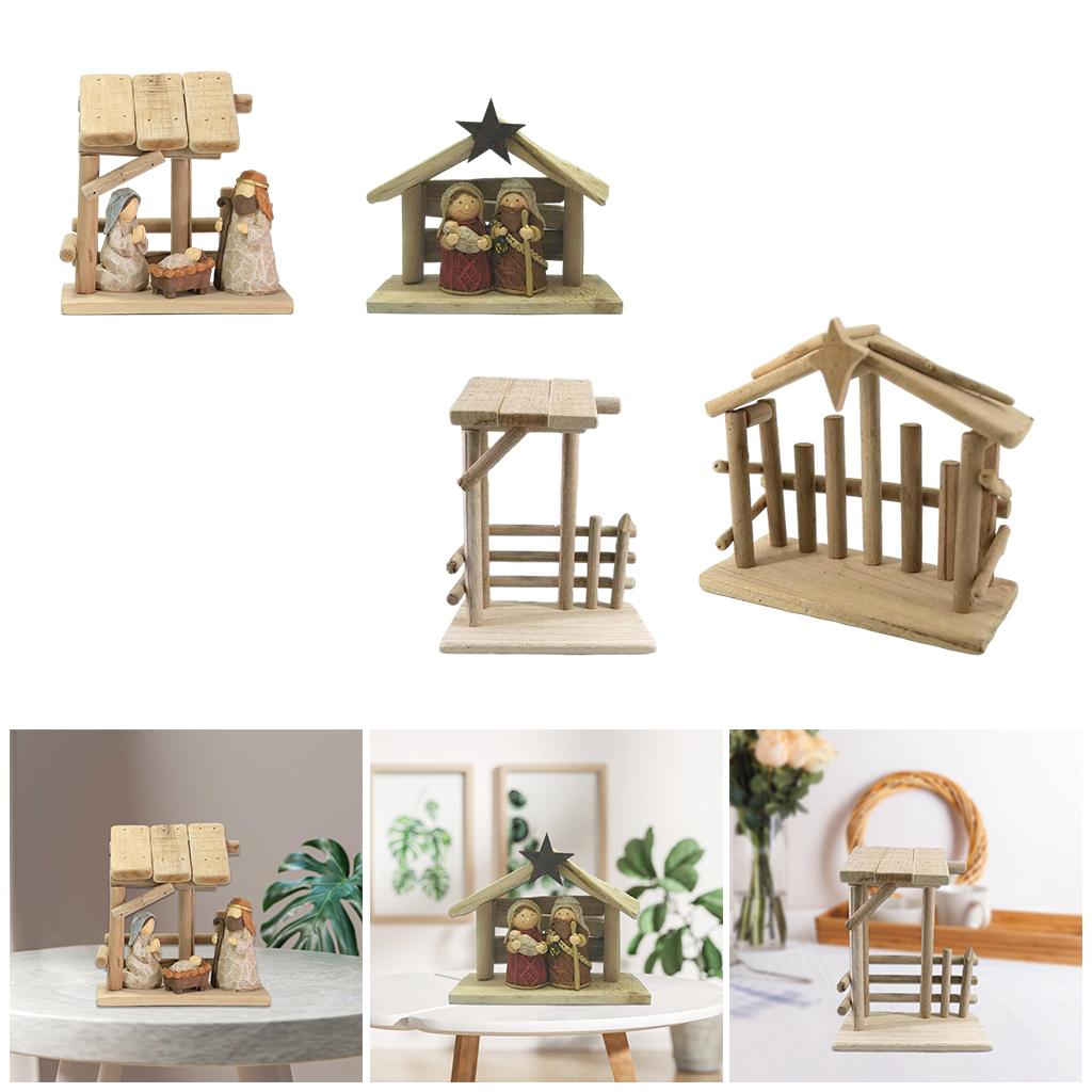 1pc Christmas Nativity Scene Figurines Statue Manger Ornament Home Office
