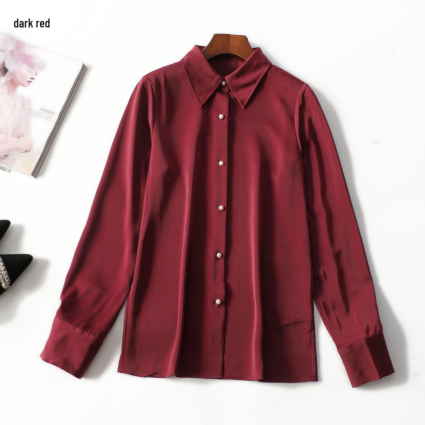 247955 Spring Long Sleeve Mid-Length Women s Shirt Medium темно-красного