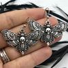 Goth Gothic Death Skull Moth Chain Earrings for Men Women Pendant Choker Earrings Vintage Punk Jewelry New Fashion