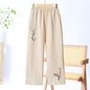Mom's Summer Ice Silk Wide-Leg Pants - Loose, Casual, Nine-Point for Middle-Aged & Elderly Women