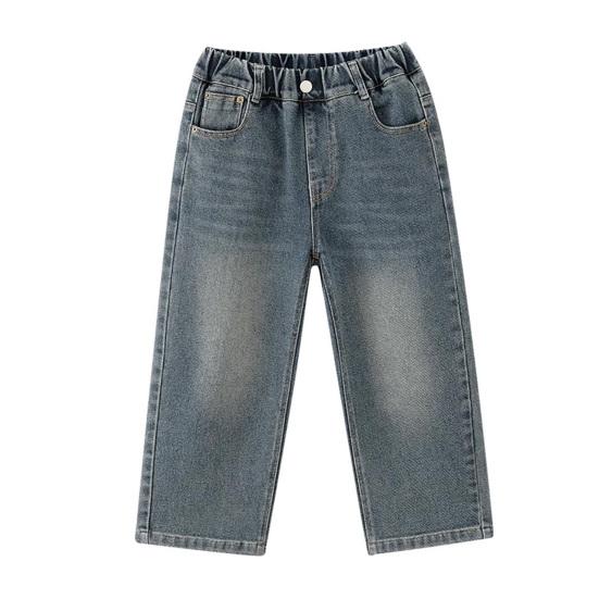 Kinderen Wijdvallende Jeans Hoge Taille Casual Rechte Pijp Broeken Modieuze Kinder Jeans voor Lente Zomer