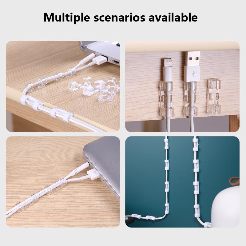 16/20 Pcs Cable Clips Organizer Drop Wire Holder Cord Management Self-Adhesive Cable Manager Fixed Clamp Wire Winder