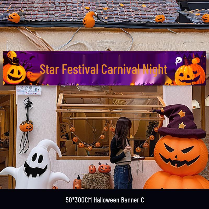 Halloween Pumpkin Banner: Outdoor Doorway & Wall Decor for Photo Props