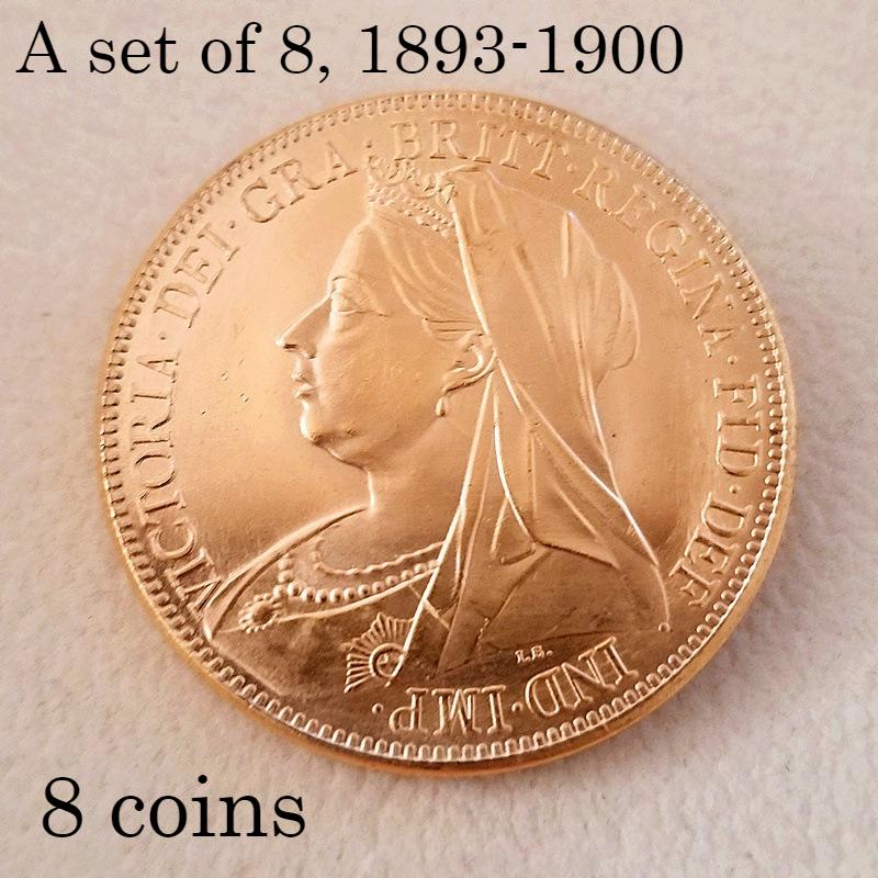 Queen of England Coins (1893-1900) Antique Crafts, Made of Brass Material, 8 Styles, Different Years