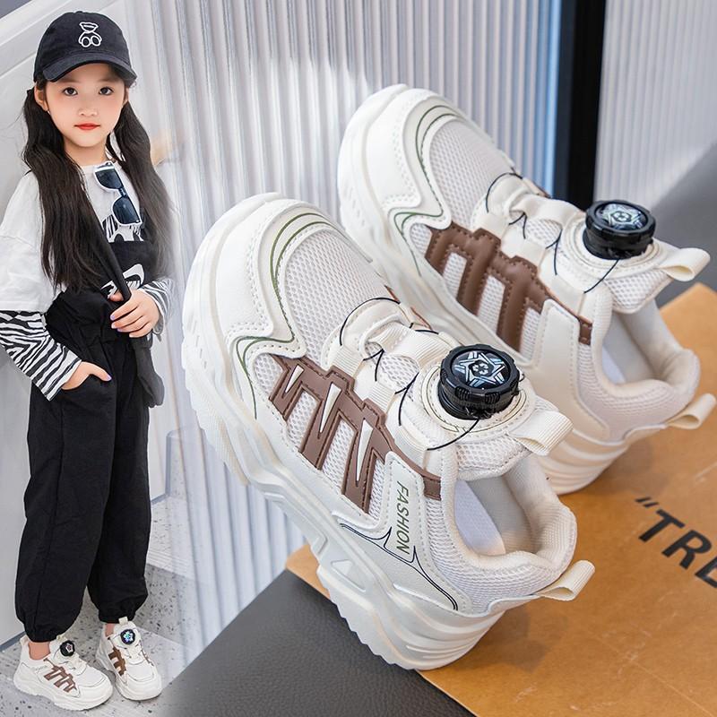 Children's sports shoes 2025 autumn new girls mesh breathable dad shoes boys handsome middle and older children running shoes