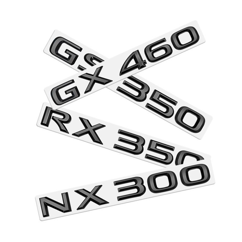 Metal Emblem Car Sticker Badge Decal Body Trunk Decor for Lexus Hybrid GS300 GS430 GS460 GX400 NX300 RX300 Glossy Black