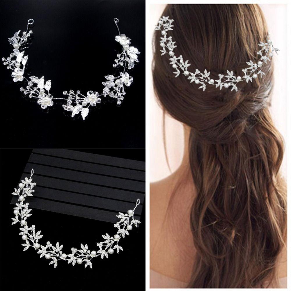 Crystal Crystal Pearl Hair Vine Shiny Wedding Headband Baroque Queen Crown  Wedding Hair Jewelry
