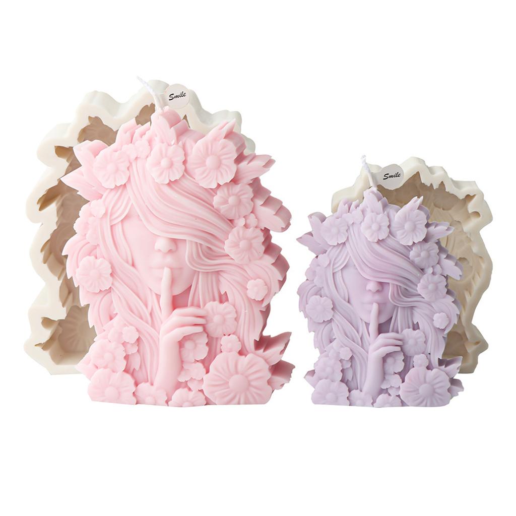 Beautiful Flower Girl Shaped Silicone Mold Unique Floral Girls Candle Crafting Mold Silicone Mold for Artistic Crafters
