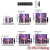 2D flat printing 2pcs Window Curtains Anime Cityscape Neon Night Digital Printed Polyester Drapes Birthday Party for Photo