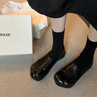 Rindslederversion~ Nische Ein-Pedal flachsohlige Einzelschuhe können auf Katzenpfote treten Damen kleine Lederschuhe