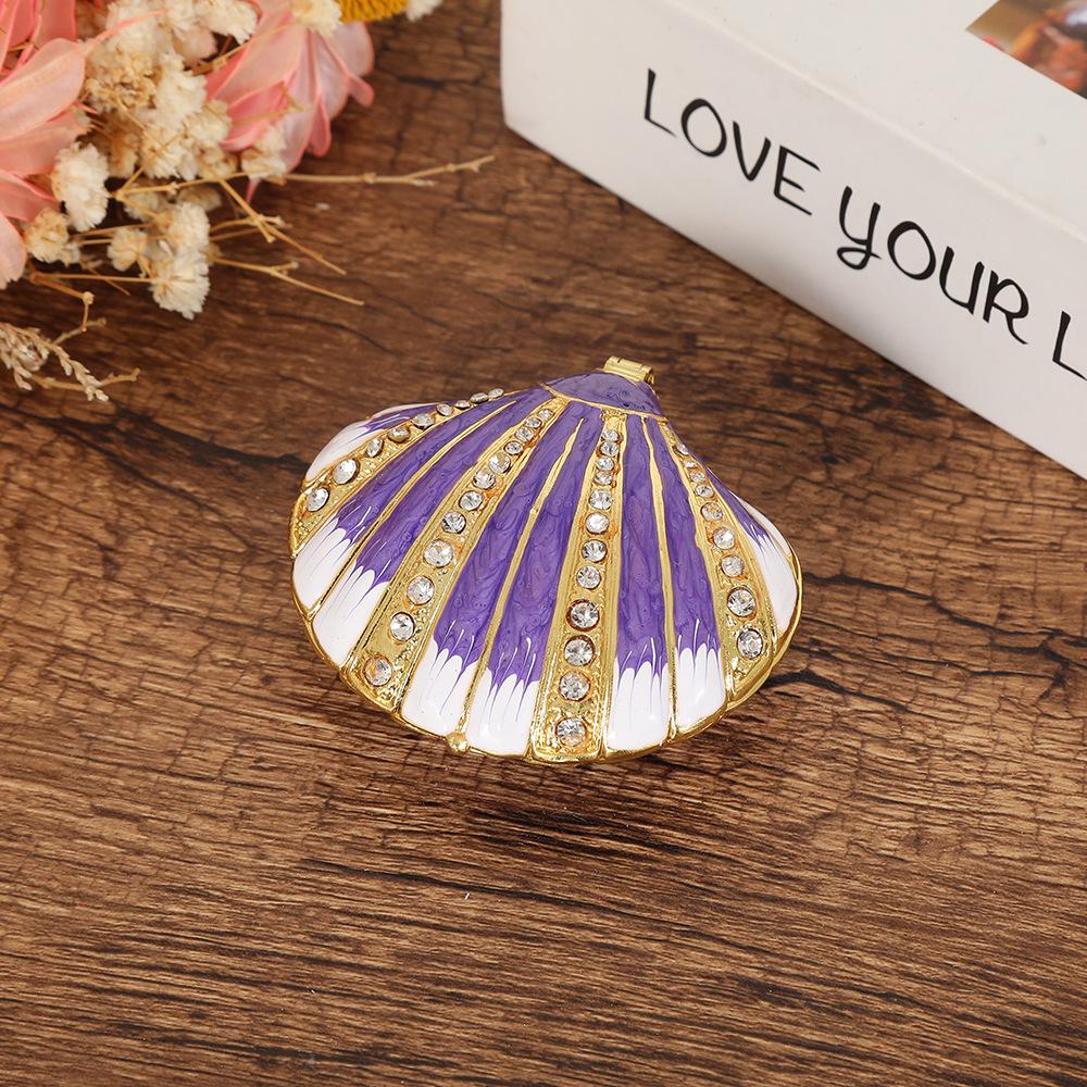Enamel Crafts Large Shell Jewelry Box Jewelry Box Storage Box Metal Box Fashion Home Ornament 7X6.5X2.5cm