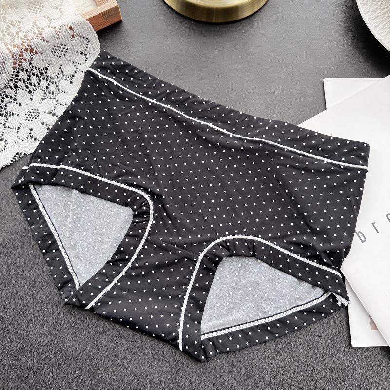 Plus Size Ladies Spring and Summer Lovely Printed Ice Silk High Waist Underwear