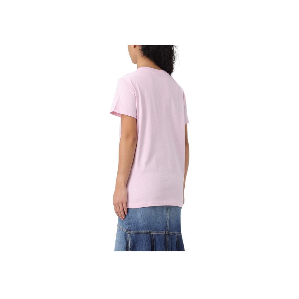 Pinko Pattern Letter Print Round Neck Pullover Short Sleeve T-Shirt Women T-shirts Pink 100789A1P8-N78