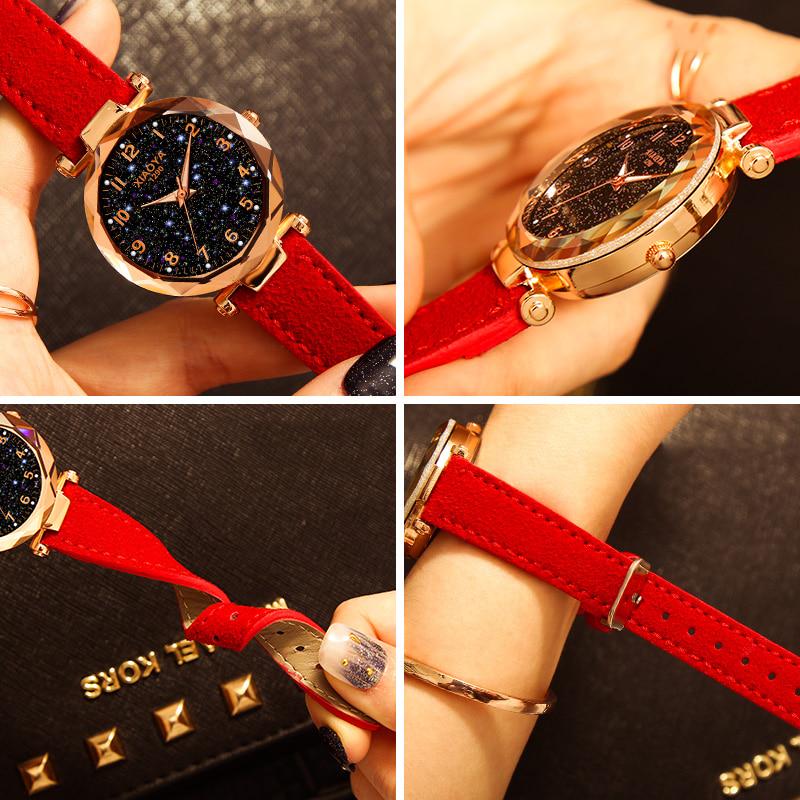 Luxury Starry Sky Watch For Women Fashion Quartz Wristwatch Ladies Casual Leather Strap Watches