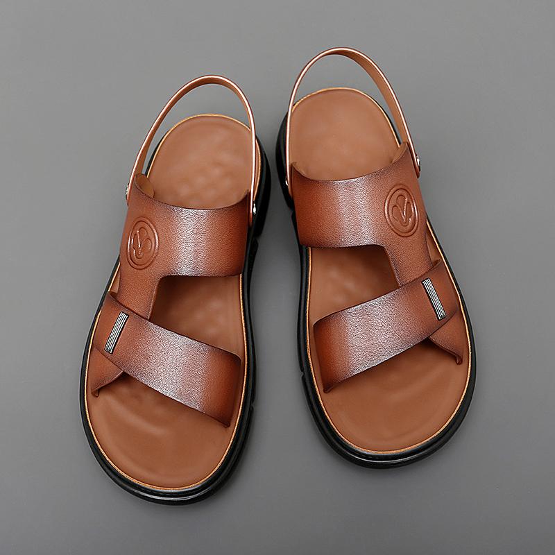 Size 38-44 Men's Leather Sandals Fashion Beach Shoes Hiking Sandals Casual Sneakers Summer Beach Sandalias Boys Men Slippers