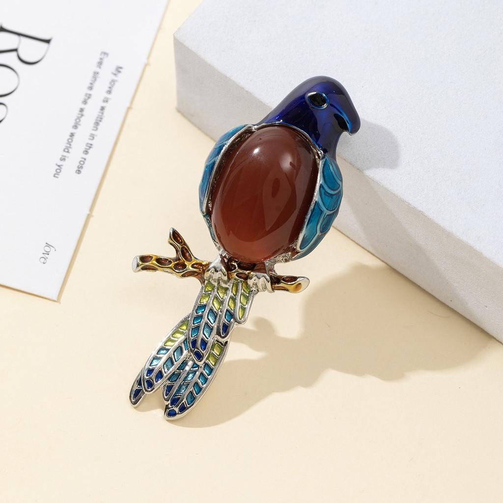 Parrot Enamel Brooch Pin With Shell Inlay For Diy And Jewelry Making