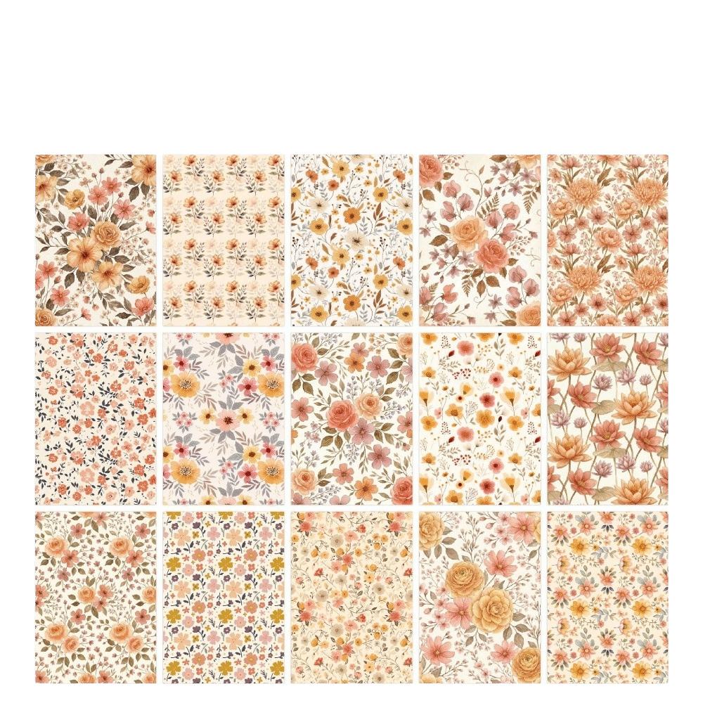 30 Fogli Carta Artigianale Floreale Vintage Carta Pattern Pattern Retro Ditsy Blocco Carta per Journaling