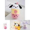 Cute Panda Milk Tea Cup Keychain Plush Toy Couple Bag Pendant Rabbit Stuffed Animal Gift