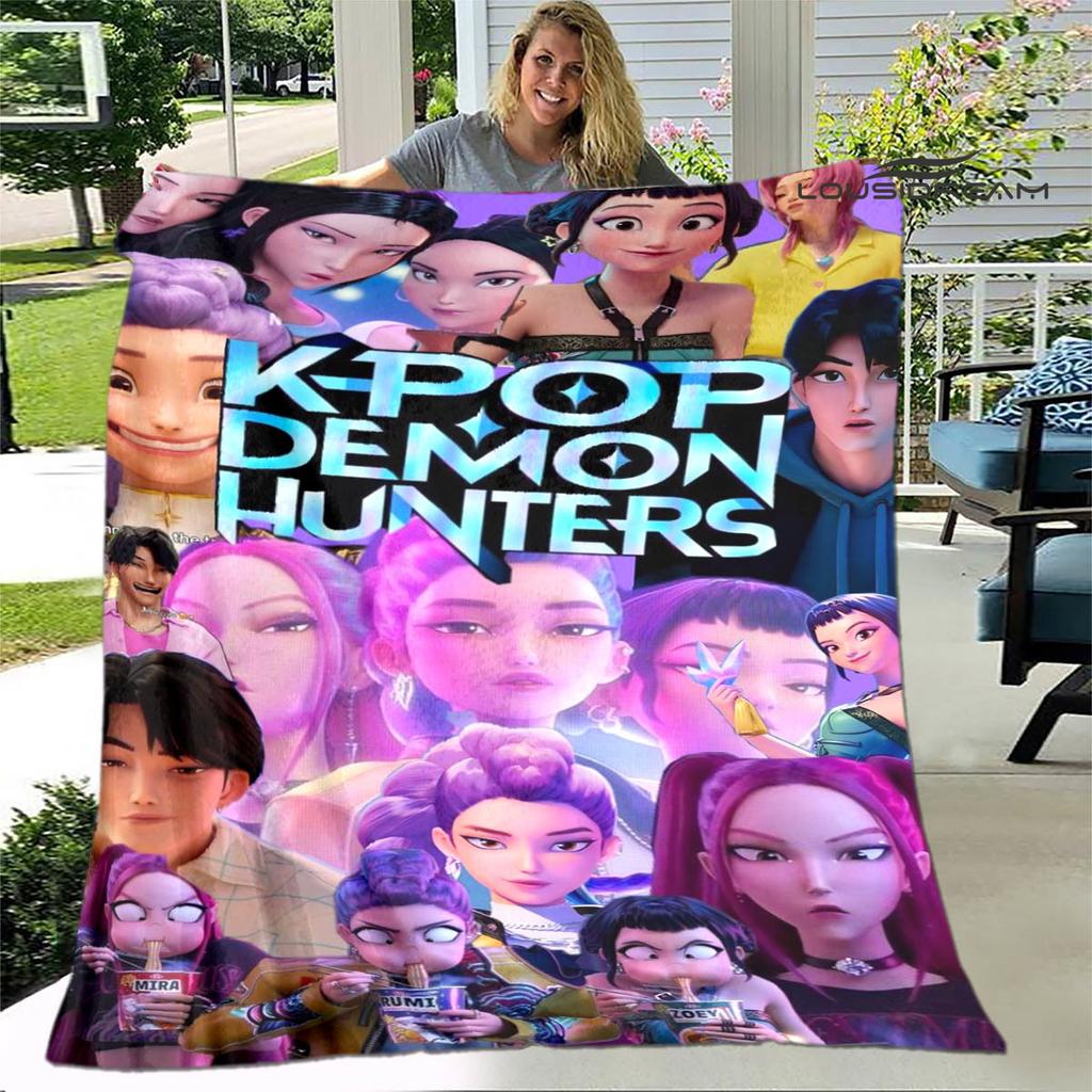3D KPop Demon Hunters Cartoon blanket Warm blankets Soft and comfortable blanket Home Travel Blankets bed linings Birthday Gift