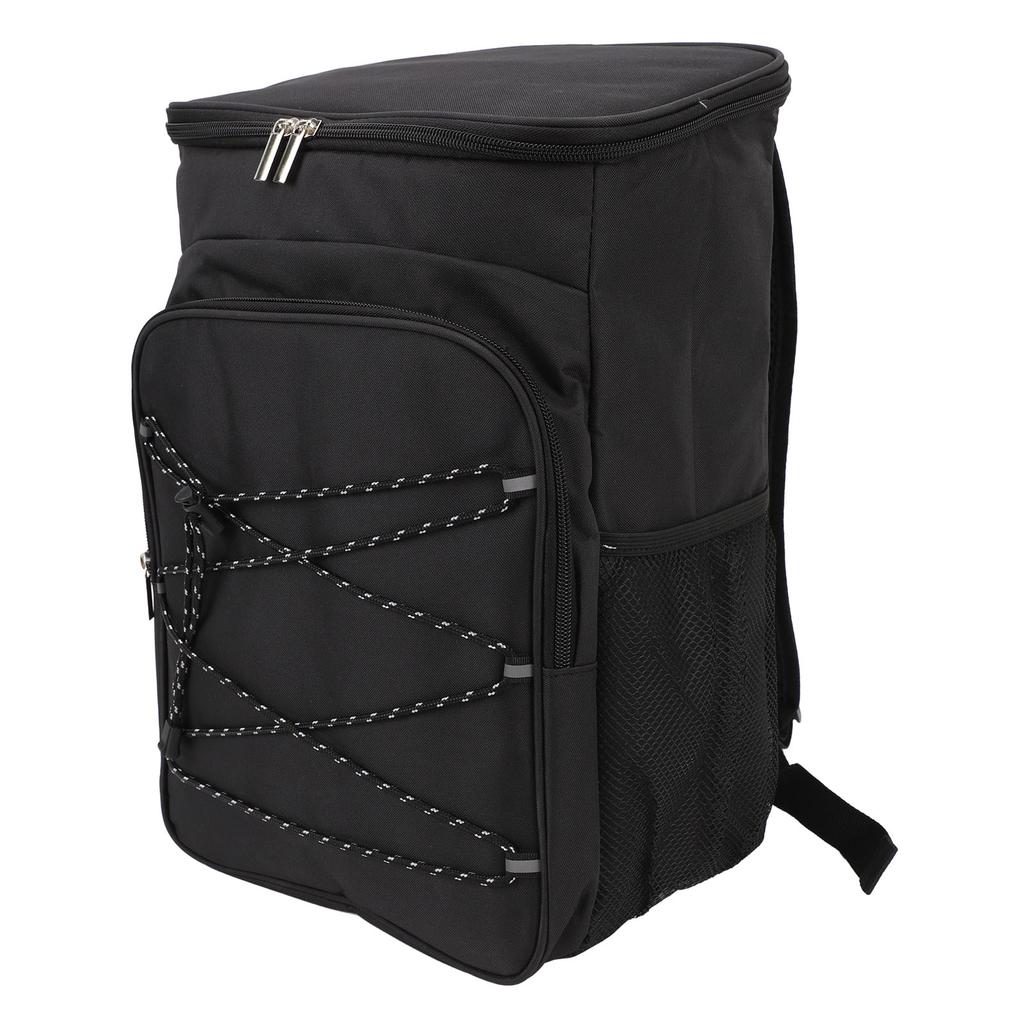 Sac à Dos Isotherme Noir Grande Capacité Résistant à l'Eau Anti-Fuite Tissu Oxford Sac à Dos Glacière