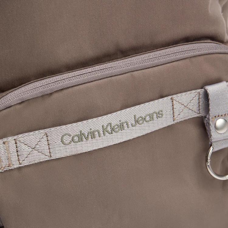 Calvin Klein Adjustable Shoulder Straps Zipper Closure Recycled Polyester Fabric Backpack Men Backpack Khaki-Gray HH3819-098