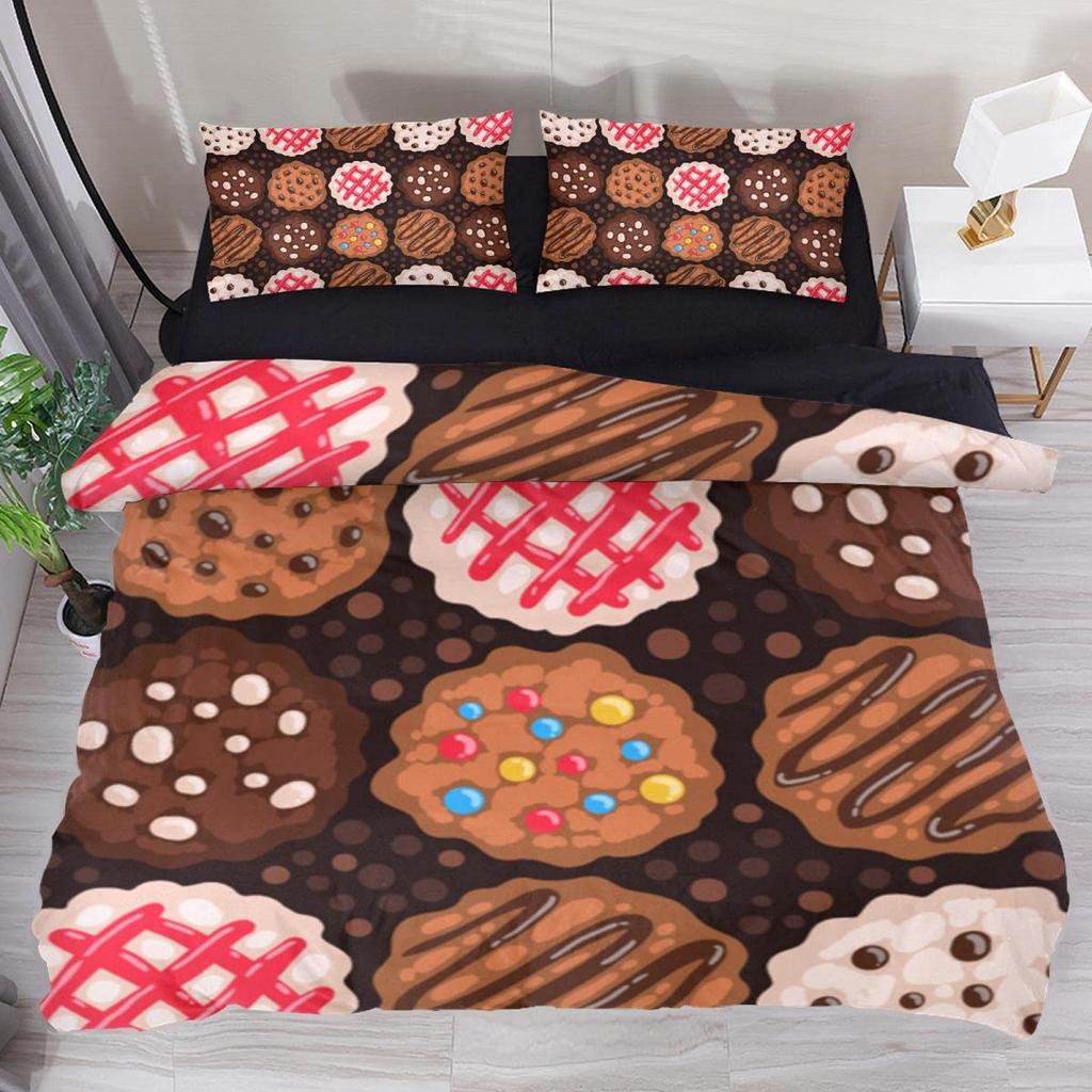 Chocolate Bedding Set Dessert Theme Comforter Cover Set for Child Youth Lady,Food Fluid Duvet Cover Novelty Funny Quilt Cover