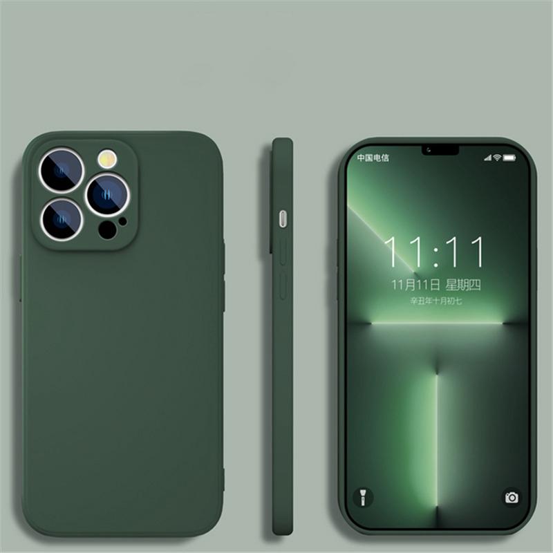 Skin Feel Liquid Silicone Case For iPhone 14 13 12 11 Pro Max X XR XS Max 8 7 6 Plus Shockproof Square Bumper Soft Back Cover