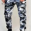 Men Cargo Pants Drawstring Elastic Waist Camouflage Print Multi Zippered Pockets Ankle-banded Slim Fit Casual Daily Wear Long Outdoor Trouser