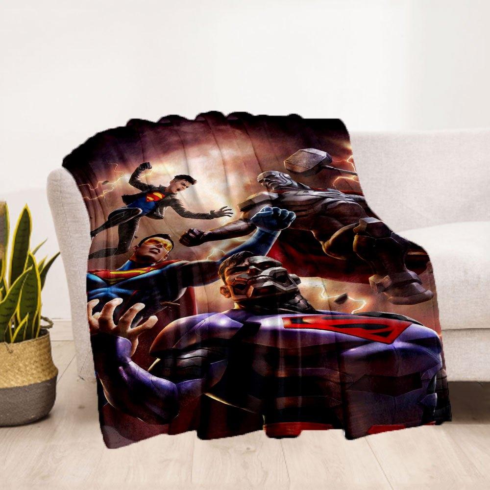 DC Comics Superheroes: Superman, Batman, Gift Blanket Flannel Throw Blanket for Sofa, Bed, Travel, Camping, Office, Couch, Chair
