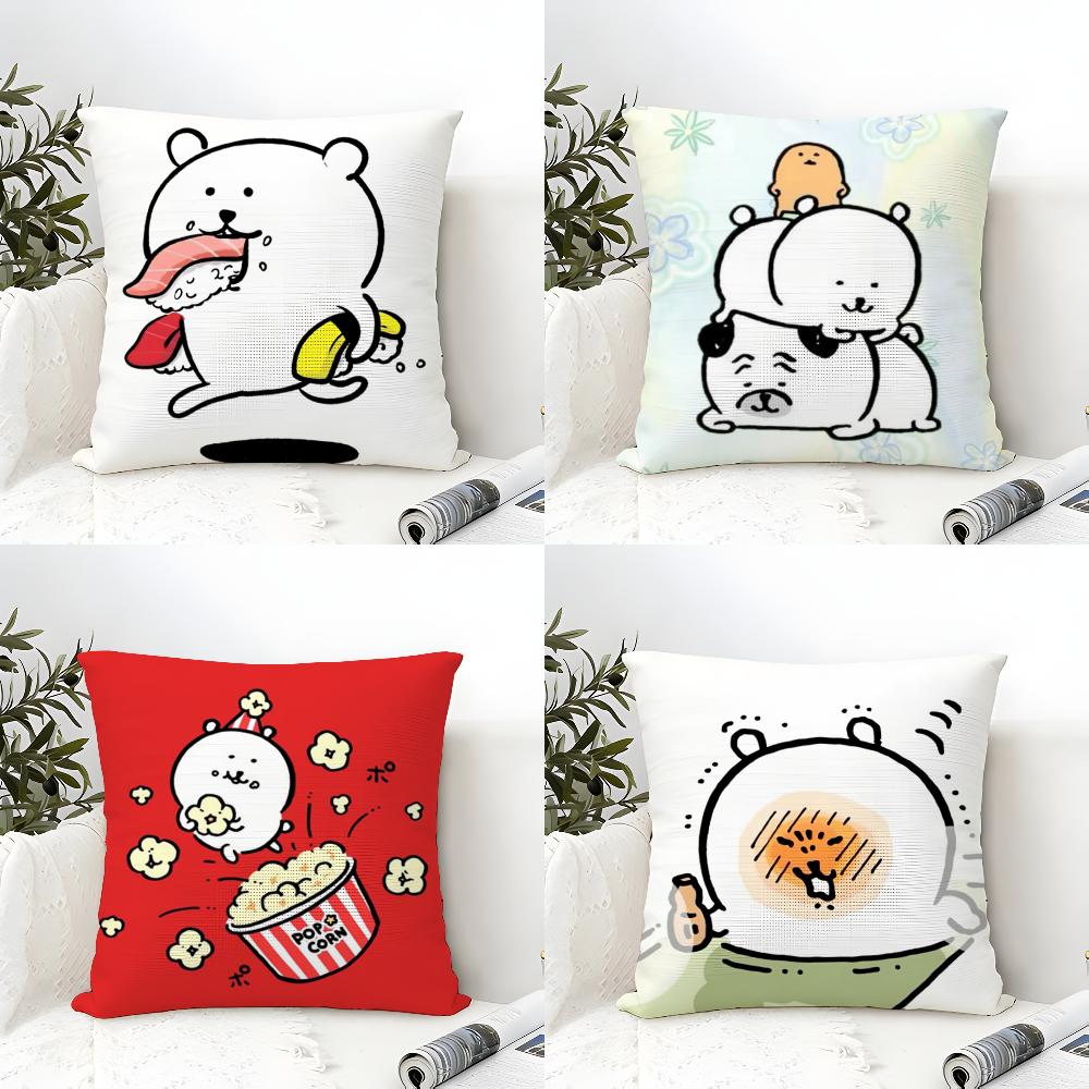 Japan Cute Joke Bear Cushion Cover Eco Linen Pillow Case DoubleSided Print Breathable Durable Zipper Home Decor Gift