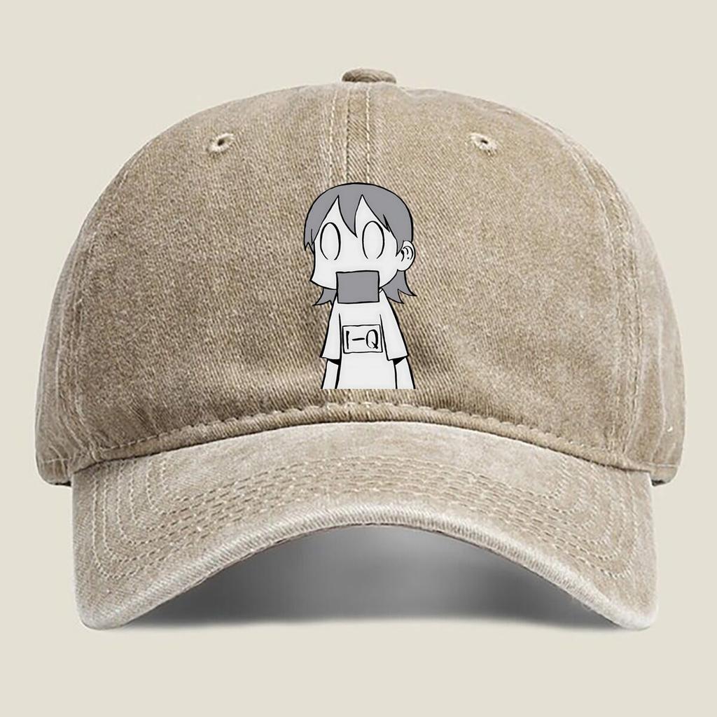 Cartoon Girl with Mask Fashion Washed Baseball Cap Hat Outdoor Activities