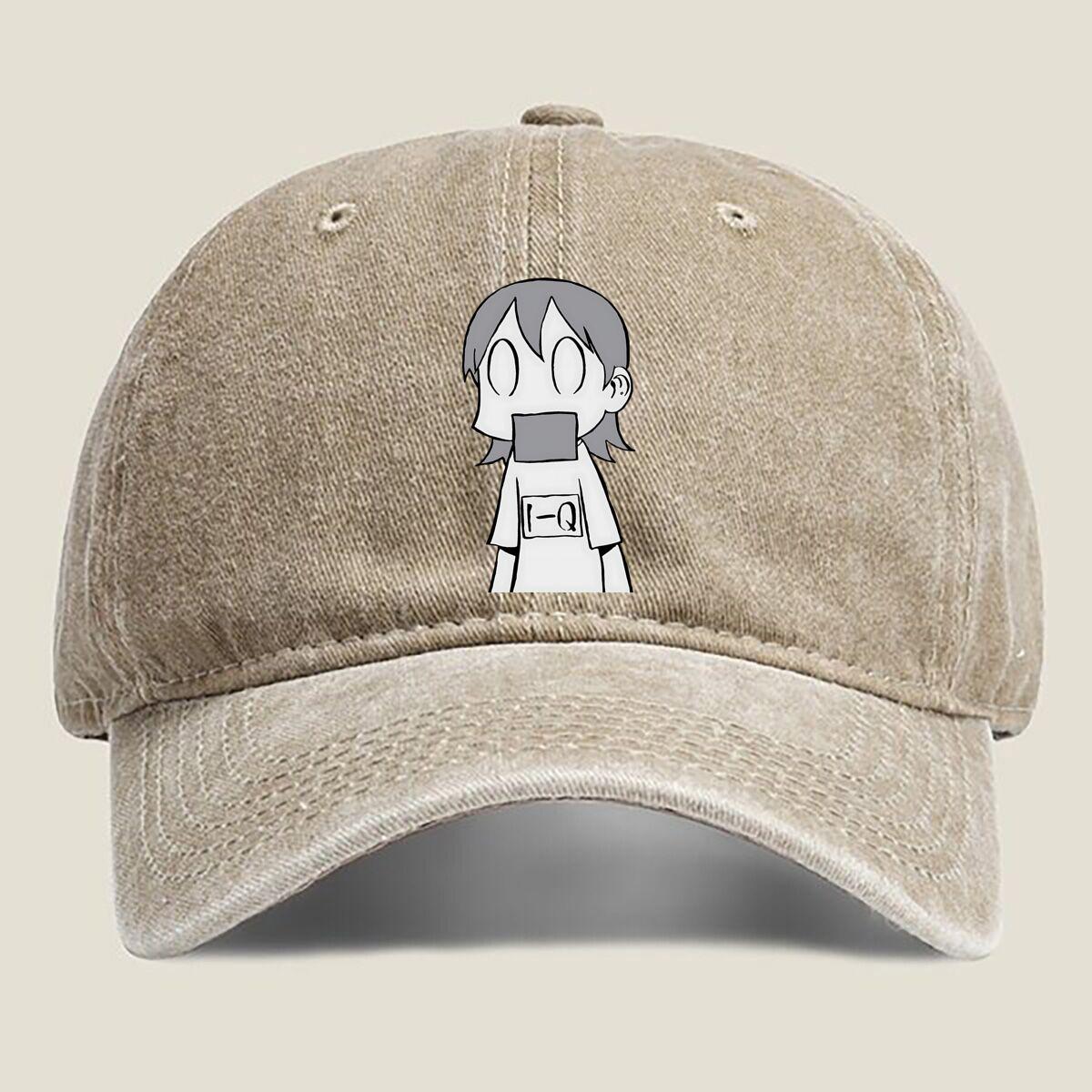 

Cartoon Girl with Mask Fashion Washed Baseball Cap Hat Outdoor Activities One Size хаки