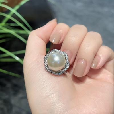 Imitations-Süßwasserperlen-Blumenring Temperament Einstellbarer Ring Hochwertiger Personalisierter Schmuck