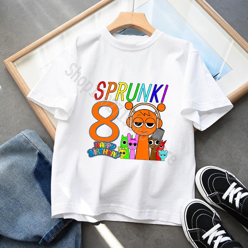 Bumbac 100% Sprunki Incredibox Haine pentru copii Băieți Fete Tricou petrecere de aniversare Joc de desene animate Imprimare grafică Mâneci scurte Topuri confortabile