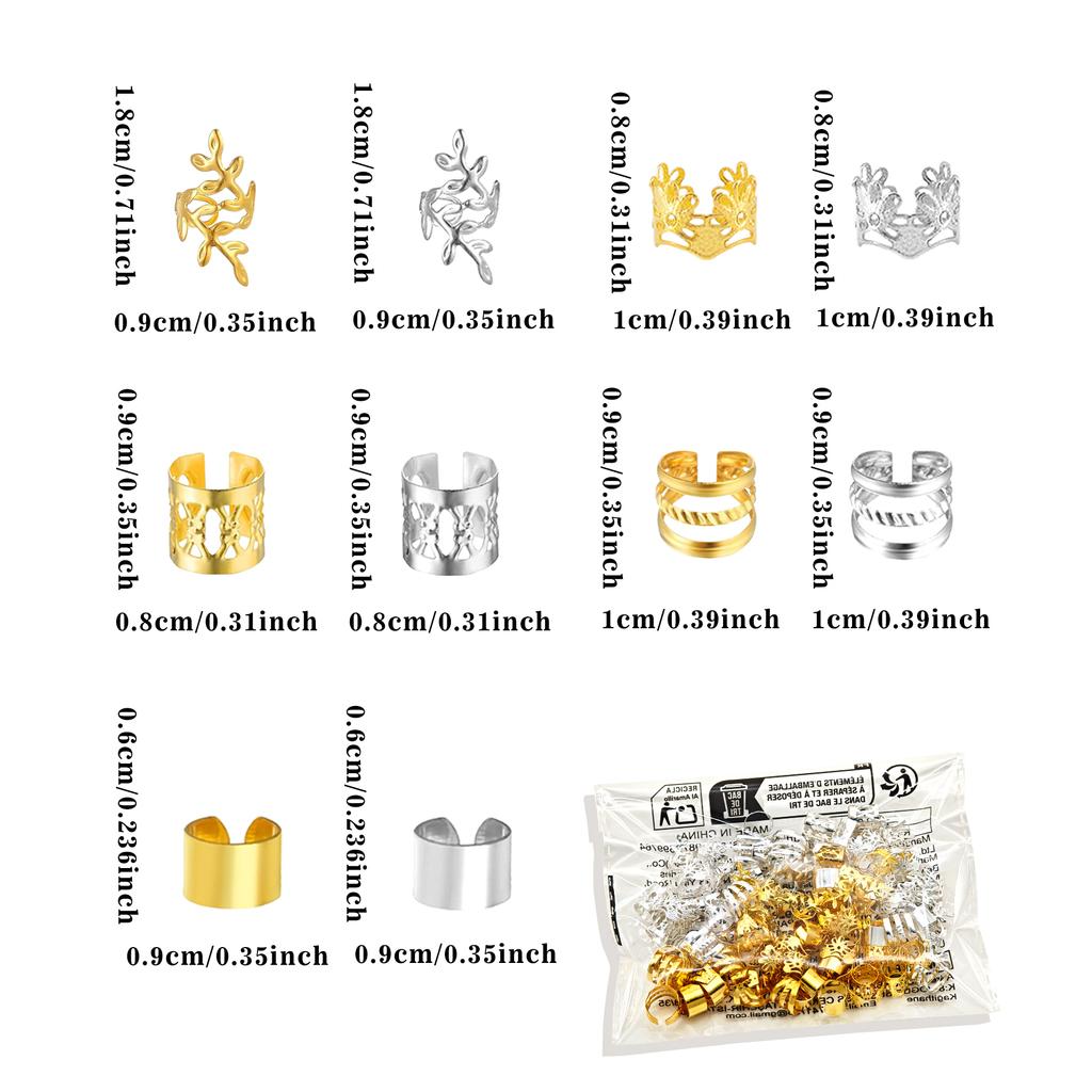 100 Stück Eleganter Goldlegierungs Haarschmuck für Zöpfe, Massiv - Vintage-inspirierte Accessoires für Männer- und Frauen-Dreadlocks