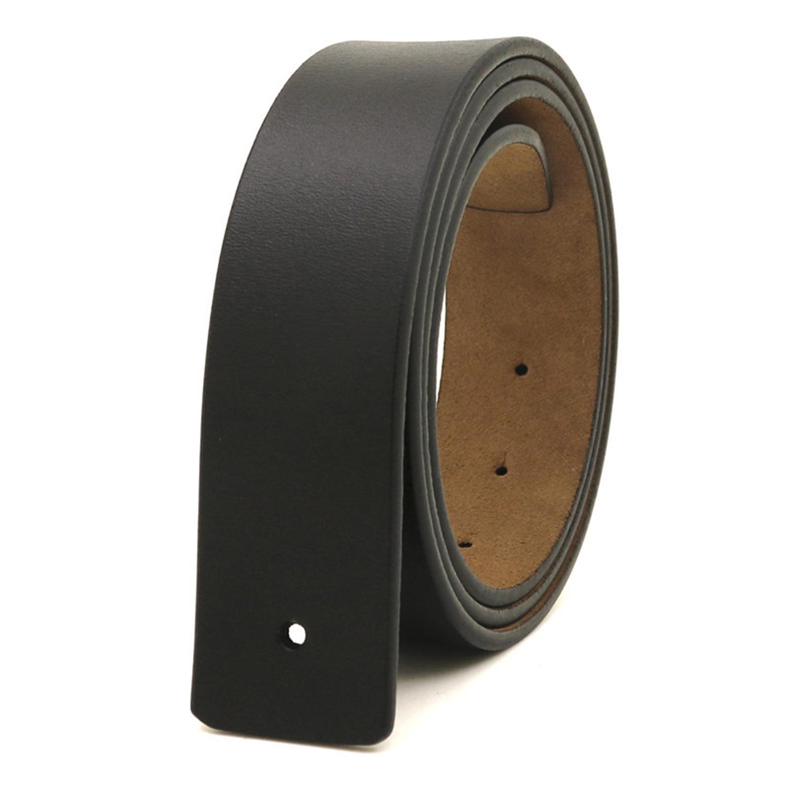 

Кожаный ремень для мужчин, дизайн без пряжки, регулируемый пояс с точными отверстиями, толстый кожаный поясной ремень, аксессуары чёрный