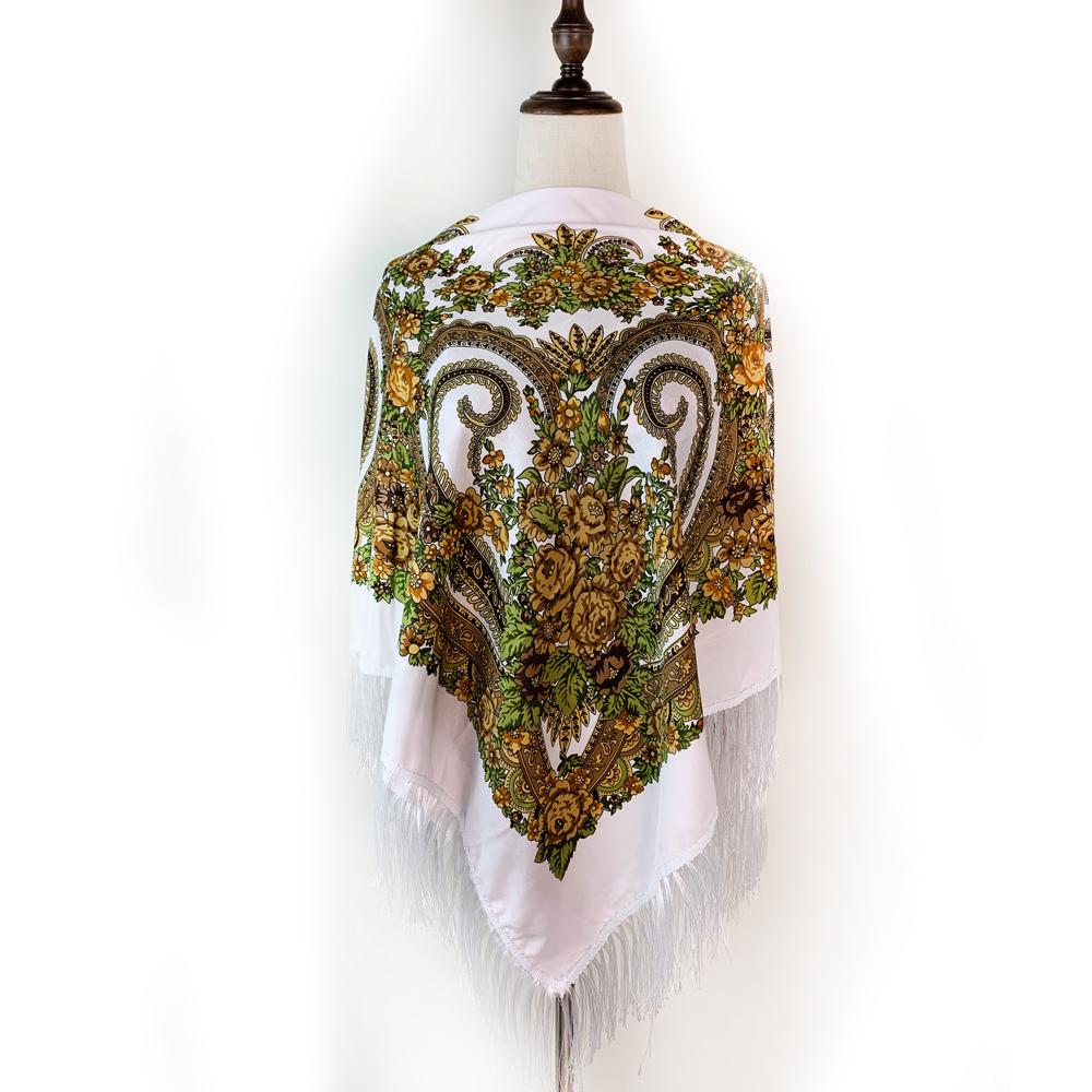 135*135cm Luxury Floral Print Ukrainian Square Scarf
