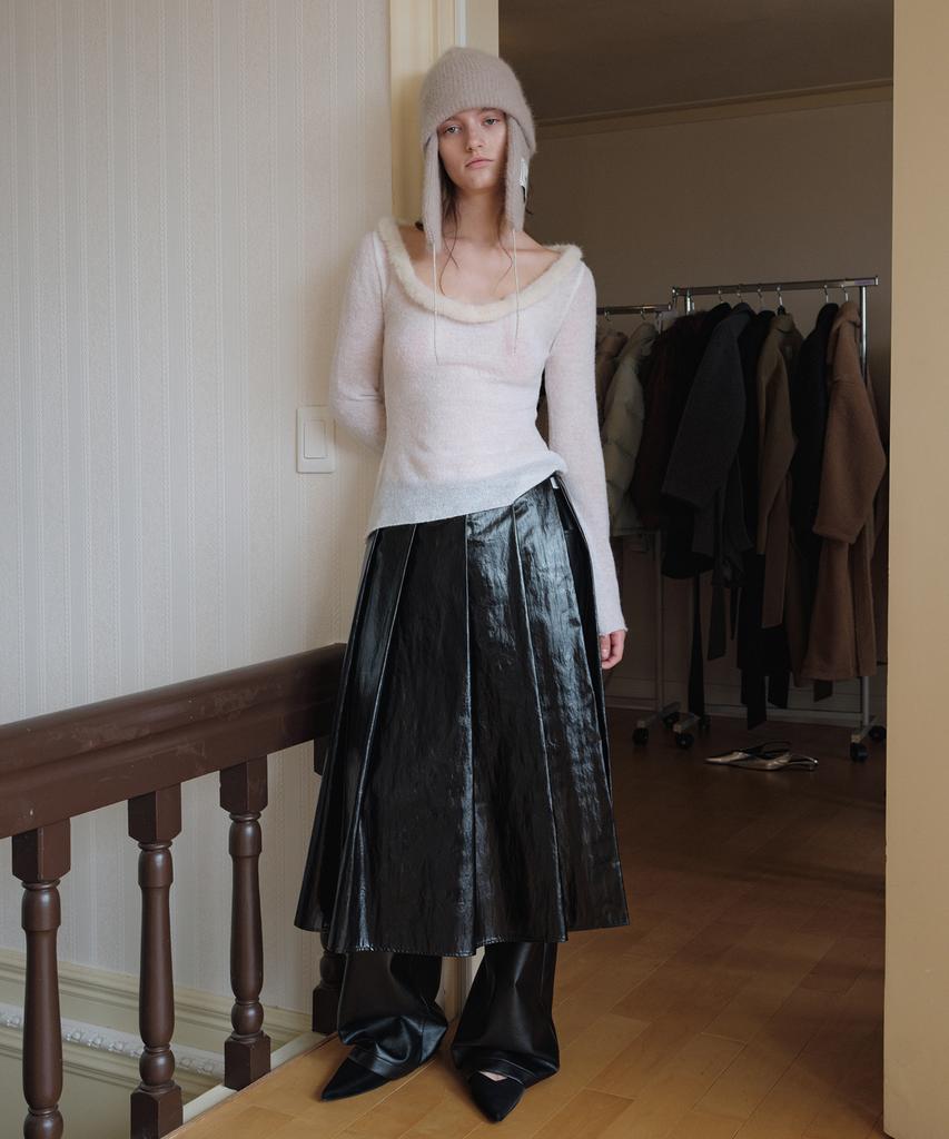 Obeodyupeulleeo Mink Fur Trimmed Mohair Knit_Cream