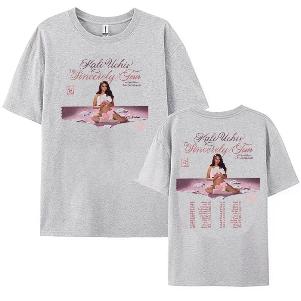 KALI UCHIS Sincerely Tour 2026 T-shirt Women Clothing Short Sleeve Cotton Loose Tshirts Streetwear Unisex Summer Female T Shirt
