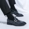 Fashion Men Business Dress Shoes PU Fashionable Buckle Leather Shoes European Style Fashionable Retro Loafers Size 38-46 Men Shoes