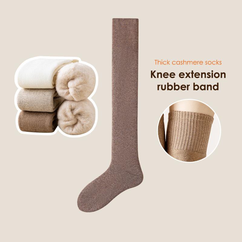 Winter Warm Long Socks Tube Thick High Tube Over Knee Knee-Length Hosiery Socks Terry Solid Color Women Thicken Calf Socking