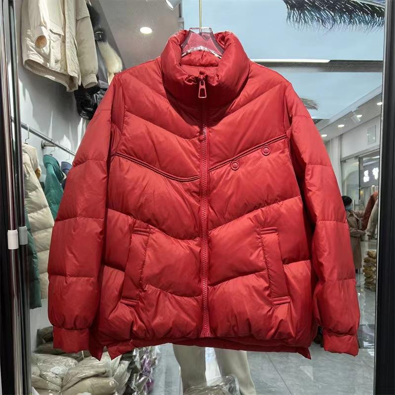 Two-button long-sleeved new simple and versatile fashion outer wear white duck down stand-up collar down jacket women's short coat