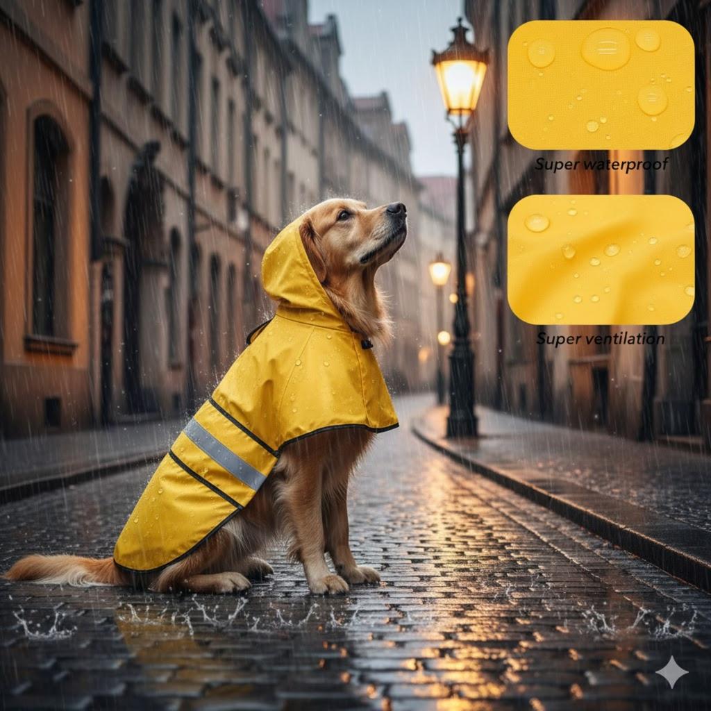 Weesiber Impermeable Ajustable Chaqueta de Lluvia Reflectante Con Capucha Abrigo Ligero Poncho para Perro Pequeños Medianos