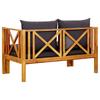 2 Seater Garden Bench with Cushions 122 Cm Solid Acacia Wood
