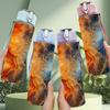 1PC Orange Red Cosmic Galaxy Nebula Print 750ml Color Plastic Sports Water Bottle Leakproof Flip Straw Lid Suitable for Sports Office Home Use