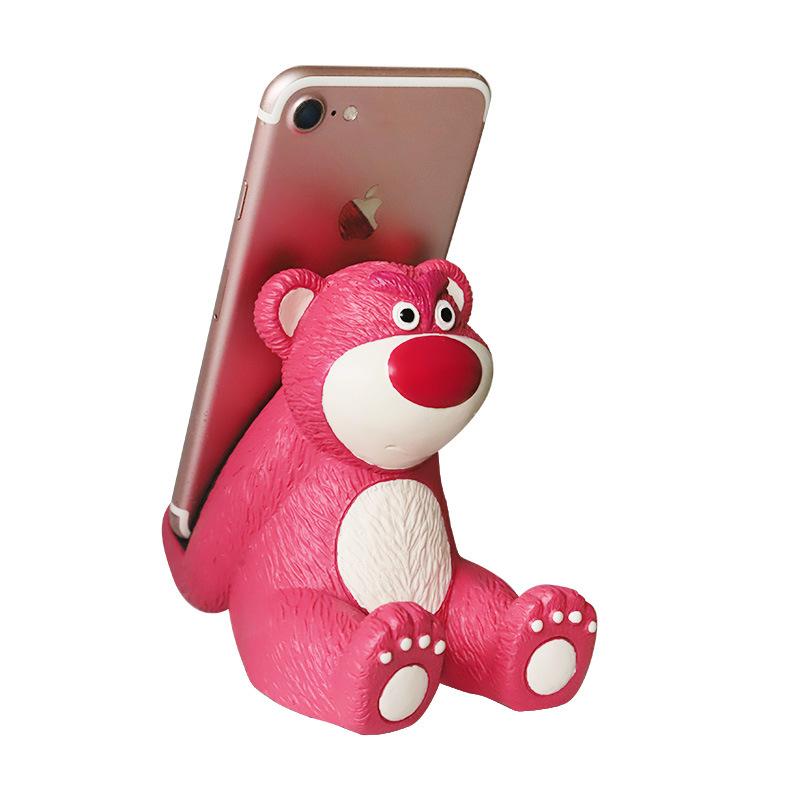 Cartoon bear bear office mobile phone holder lazy strawberry bear desktop ornament creative decoration wholesale mobile phone holder