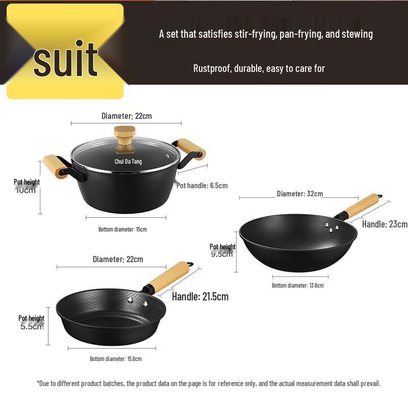 

COOKER KING Maifan Stone 3-Piece Non-stick Cookware Set